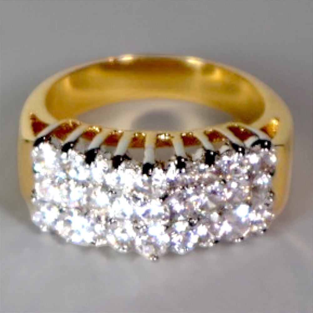 Swarovski Crystal Ring 14k Gold Overlay Brass Cluster Statement Size 5 New
